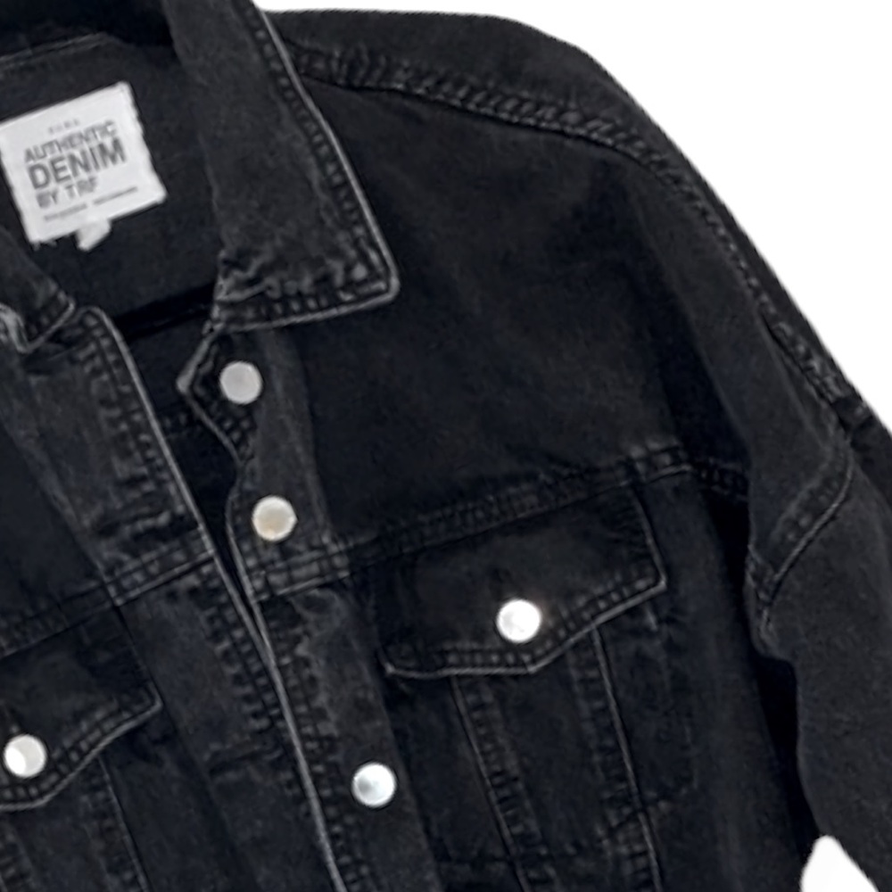 Zara Authentic Denim by TRF Cropped Jacket w Accent Elastic Back Waist Detail